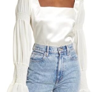 Lulu's Woman’s Elegant Ivory Satin Blouse Small